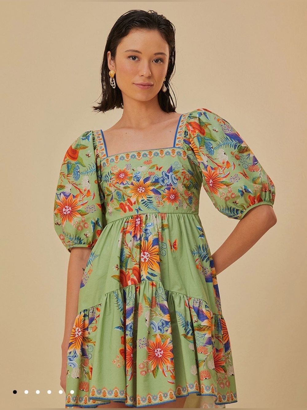 EUC Green Bright Yarn Mini Dress, Size M
